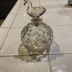 Antique Art Deco Alfred Flaster Perfume Cologne Crystal Fish Sea Waves Bottle